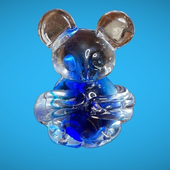 Art Glass Paperweight Collectible Hand Blown Blue Koala Bear - Picture 1 of 9